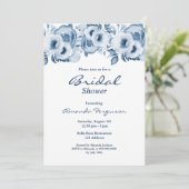 ほこりっぽい青い水色のフローラ白ブライダルシャワー 招待状 (スタンド正面)