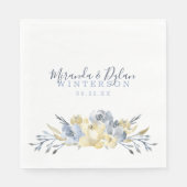 ほこりっぽい青い水色のフローラ結婚披露宴 スタンダードランチョンナプキン (正面)
