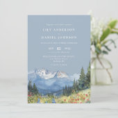 ほこりっぽい青い水色の山QRコード結婚ズ 招待状 (スタンド正面)