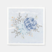 ほこりっぽい青い水色の牡丹結婚ズ スタンダードカクテルナプキン (正面)