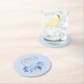 ほこりっぽい青い水色の花の牡丹ブーケ ラウンドペーパーコースター (インサイチュ)