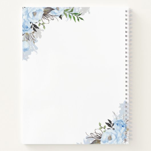 ほこりっぽい青い水色の花エレガントな結婚計画 ノートブック (裏面)