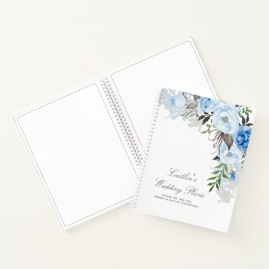 ほこりっぽい青い水色の花エレガントな結婚計画 ノートブック (内部)