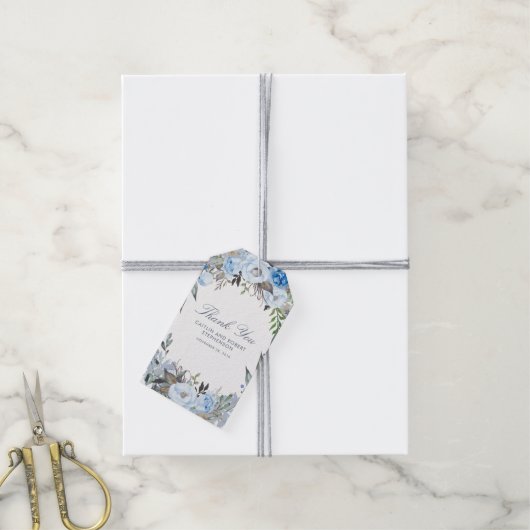 ほこりっぽい青い水色の花エレガント ギフトタグ (より糸付き)