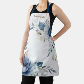 ほこりっぽい青い水色の花シルバーエレガント エプロン (インサイチュ)