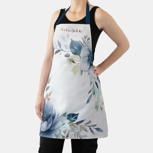ほこりっぽい青い水色の花シルバーエレガント エプロン (インサイチュ)