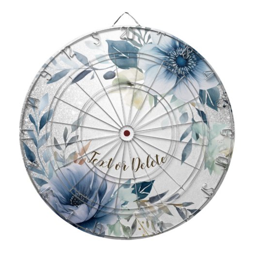 ほこりっぽい青い水色の花シルバーエレガント ダーツボード (正面)