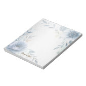 ほこりっぽい青い水色の花シルバーエレガント ノートパッド (回転)