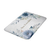 ほこりっぽい青い水色の花シルバーエレガント バスマット (アングル)