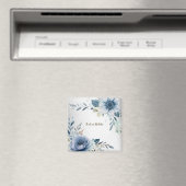 ほこりっぽい青い水色の花シルバーエレガント マグネット (インサイチュ (食洗機))