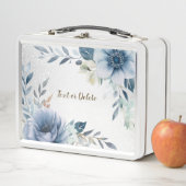 ほこりっぽい青い水色の花シルバーエレガント メタルランチボックス (インサイチュ)