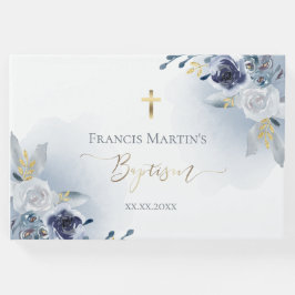 ほこりっぽい青い水色の花バプテスマ ゲストブック