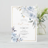 ほこりっぽい青い水色の花バプテスマ 招待状 (スタンド正面)