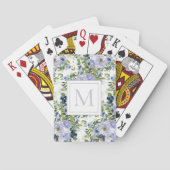 ほこりっぽい青い水色の花モノグラム トランプ (裏面)