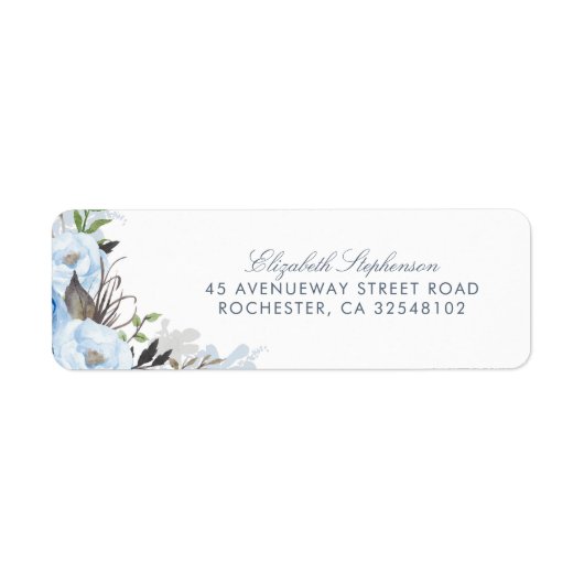 ほこりっぽい青い水色の花ロマン結婚ティック ラベル (正面)