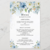 ほこりっぽい青い水色の花結婚のメニュー (正面)