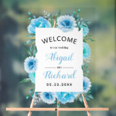 ほこりっぽい青い水色の花結婚の歓迎 アクリルサイン (ニュートラル)