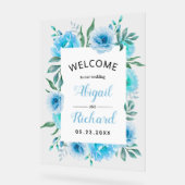 ほこりっぽい青い水色の花結婚の歓迎 アクリルサイン (傾斜)