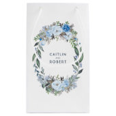 ほこりっぽい青い水色の花結婚の色 スモールペーパーバッグ (裏面)