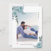 ほこりっぽい青い水色の花赤面ピンクと写真 セーブザデート (正面)