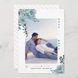 ほこりっぽい青い水色の花赤面ピンクと写真 セーブザデート