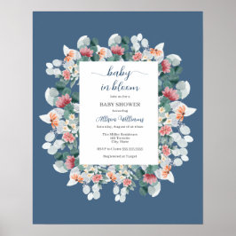 ほこりっぽい青い水色の野草の赤ちゃんシャワー ポスター