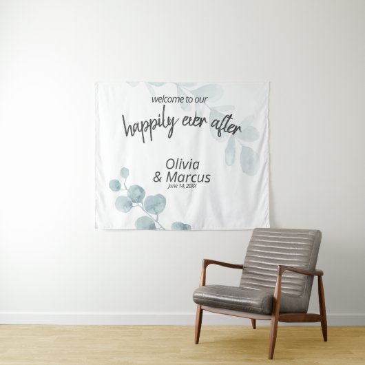 ほこりっぽい青い水色ユーカリ結婚の支柱 タペストリー (インサイチュ(横))