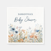 ほこりっぽい青い水色ワイルドフラワーベビーシャワー スタンダードカクテルナプキン (正面)