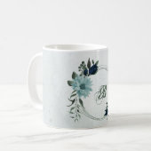 ほこりっぽい青い海軍の花の植物学 コーヒーマグカップ (正面左)