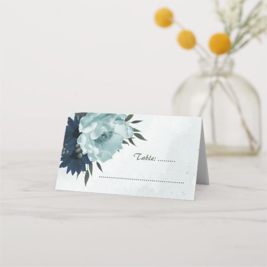 ほこりっぽい青い海軍の花の植物学 プレイスカード (正面)