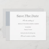 ほこりっぽい青い灰色のストライプ白い日付を保存 招待状 (正面/裏面)