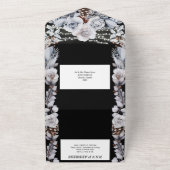 ほこりっぽい青い灰色の国のバラ文字列のライトブラック オールインワン招待状 (外側)