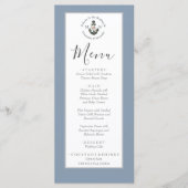 ほこりっぽい青い灰色の航海のテーマ結婚ズ メニュー (正面)