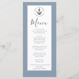 ほこりっぽい青い灰色の航海のテーマ結婚ズ メニュー