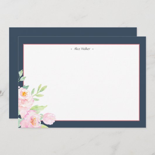 ほこりっぽい青い牡丹の文房具ノートカード ノートカード (正面/裏面)