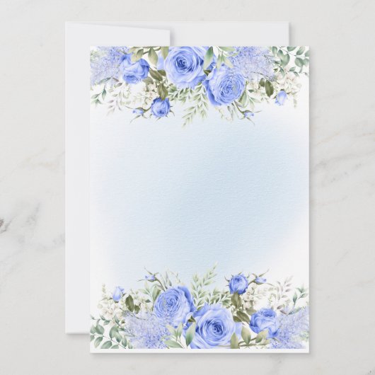 ほこりっぽい青い牡丹の花の花嫁の昼食会 招待状 (裏面)