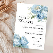 ほこりっぽい青い牡丹エレガントな結婚式の日付を保存 招待状