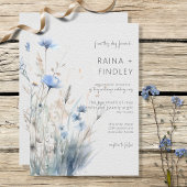 ほこりっぽい青い牧草地の野モダン花 招待状
