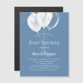 ほこりっぽい青い白いバルーン男の子高級ベビーシャワー マグネット招待状 (正面/裏面)