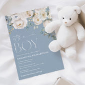 ほこりっぽい青い白いフローラだエレガント 招待状