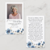 ほこりっぽい青い白いフローラ写真記念祈りの言葉カード 名刺 (正面/裏面)