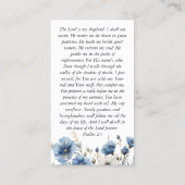 ほこりっぽい青い白いフローラ写真記念祈りの言葉カード 名刺 (裏面)