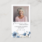 ほこりっぽい青い白いフローラ写真記念祈りの言葉カード 名刺 (正面)