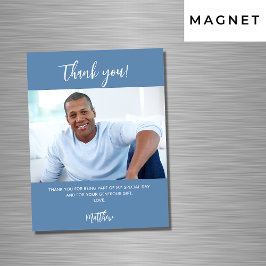 ほこりっぽい青い白い写真感謝していあなた磁石