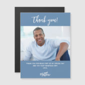 ほこりっぽい青い白い写真感謝していあなた磁石 (正面/裏面)