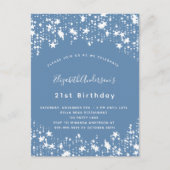 ほこりっぽい青い白い星の誕生日パーティー インビテーションポストカード (正面)