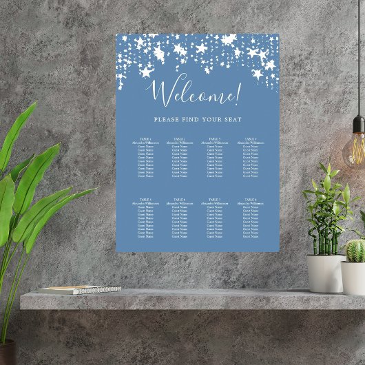 ほこりっぽい青い白い星9席チャート ポスター