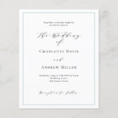 ほこりっぽい青い白フォーマル結婚式招待状 (正面)