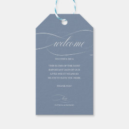 ほこりっぽい青い目的地の結婚式へようこそ ギフトタグ