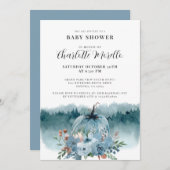 ほこりっぽい青い秋にカボチャが少し行く 招待状 (正面/裏面)